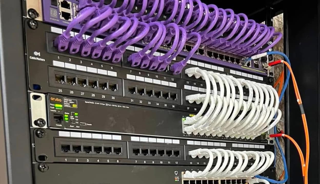 Structured cabling installation with commercial AV network equipment