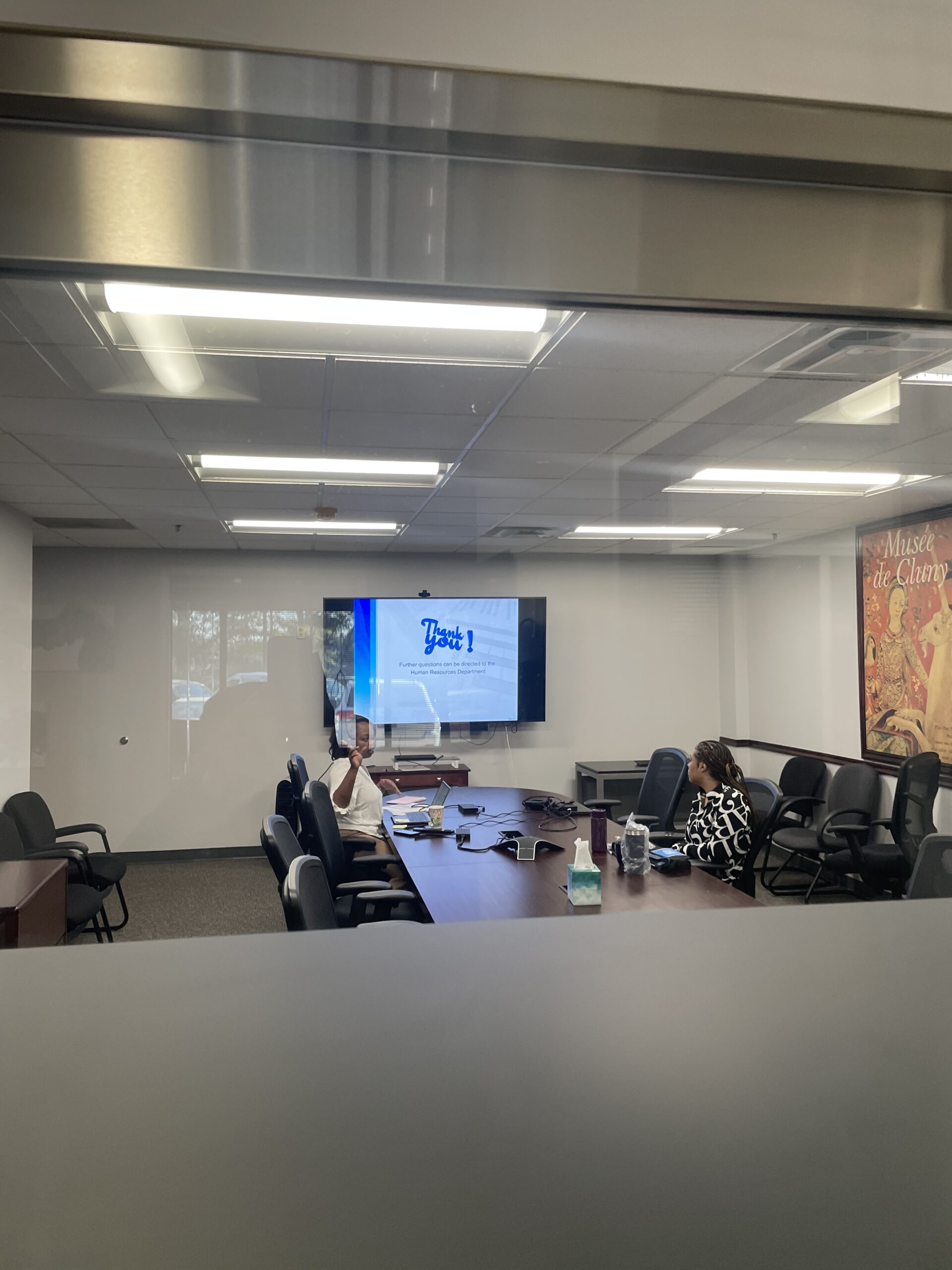 AV installation services with presentation screen for a meeting room