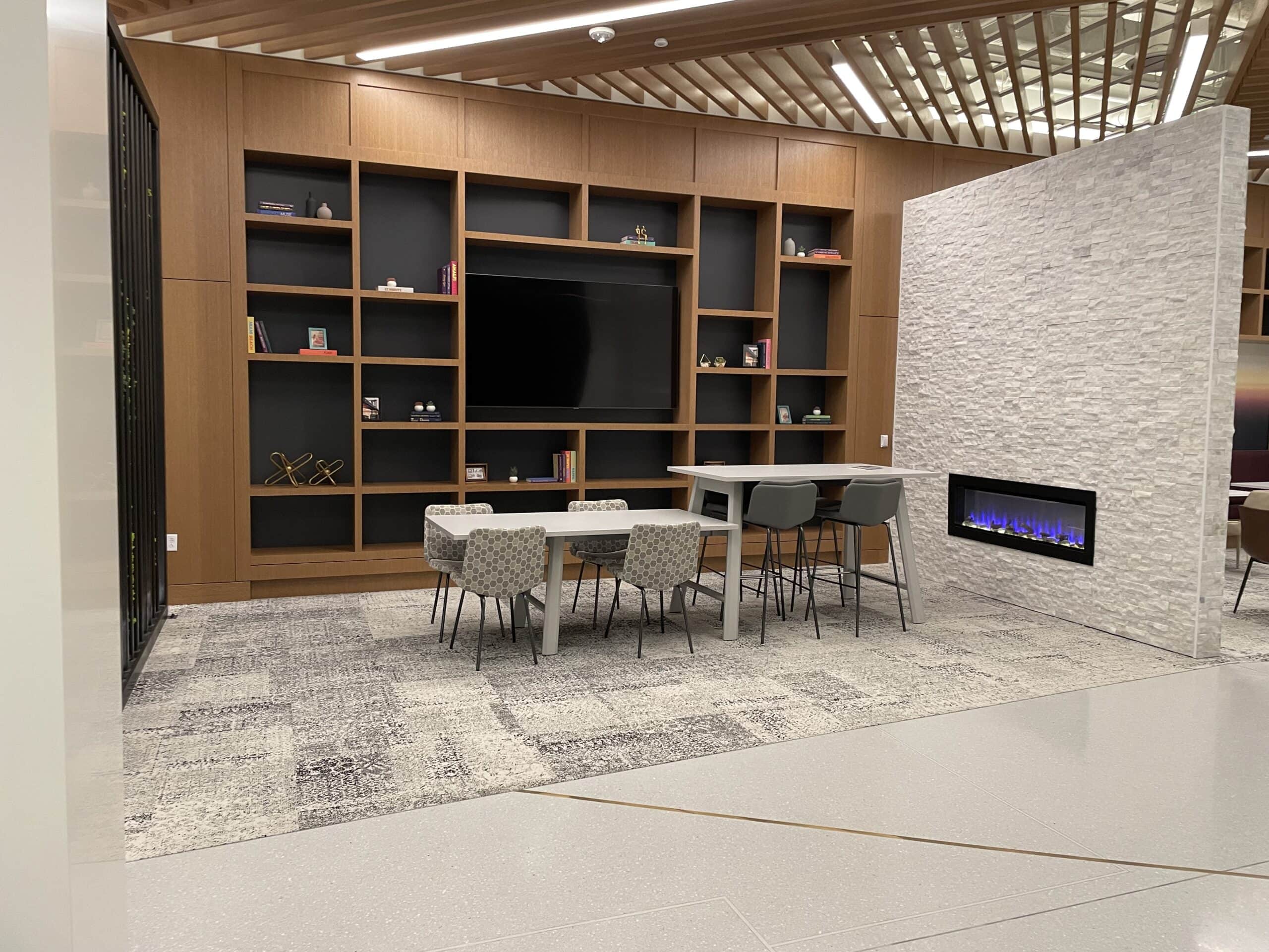 commercial AV smart office lounge and media room installation for modern workplaces