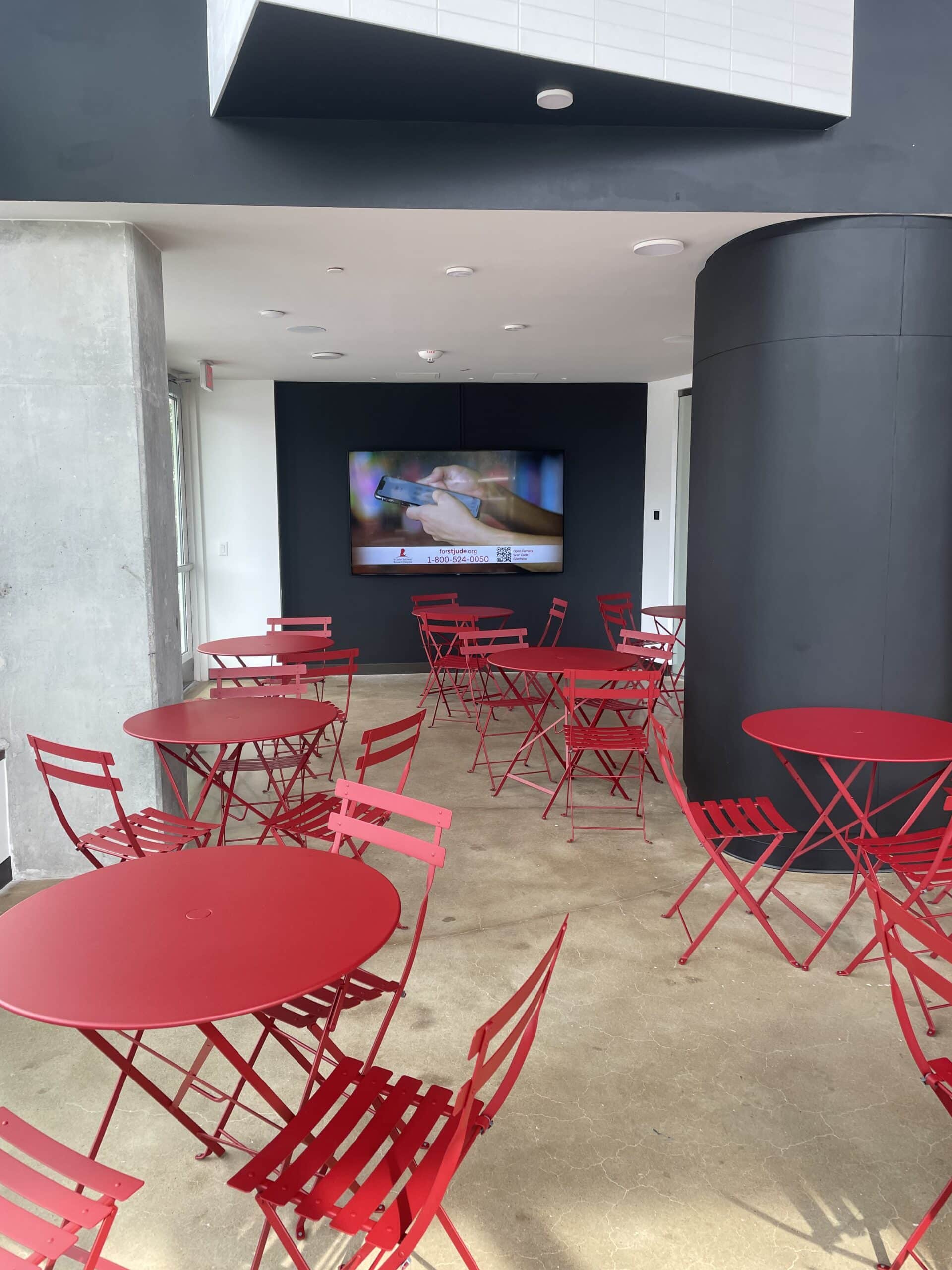 commercial AV display installation in office lounge area